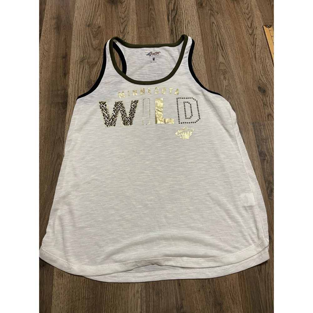 Carl Banks Tank Top, Women's Size Medium, White Gold, Minnesota Wild Hockey